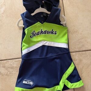 NFL Kids Matching Set - Blue and Green Seahawks dress